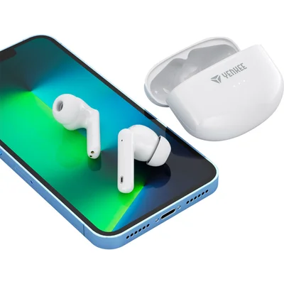 Headphones Yenkee YHP 08BT ANC, wireless, with charging case, USB, 98 dB, white
