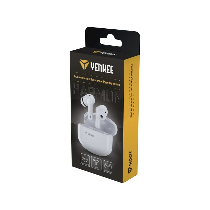 Headphones Yenkee YHP 08BT ANC, wireless, with charging case, USB, 98 dB, white