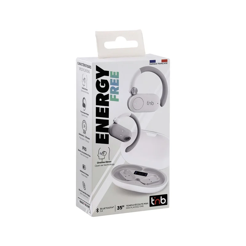 Headphones TNB Energy Free, wireless, with charging case, USB Type-C, 90 dB, white