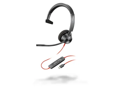 Слушалки HP Poly Blackwire 3310, с кабел 2.15 m, с микрофон, USB Type-C/Type-A адаптер, USB Type-C/USB Type-A, 118 dB