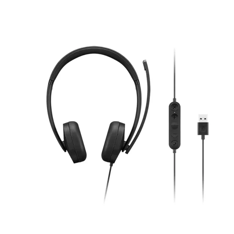 Headphones Lenovo Stereo Gen2, with cable 1 m, USB Type-A, 116 dB, black