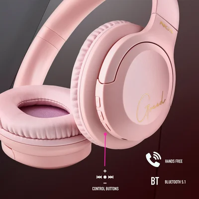 Headphones NGS Artica Greed, with Bluetooth, USB Type-C, 105 dB, pink