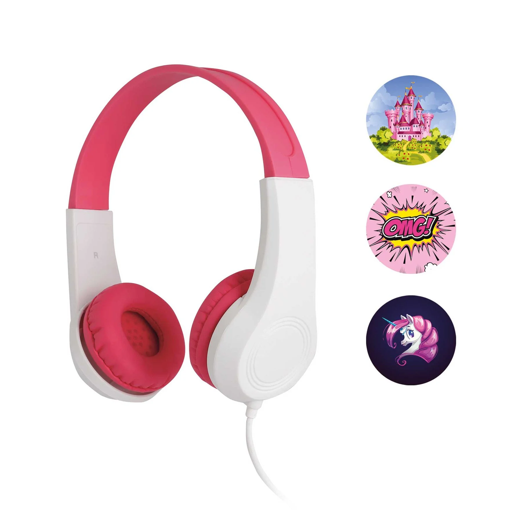 Headphones Sencor SEP 255PK, with cable 1.2 m, kids, 3.5 mm jack, 85 dB, pink