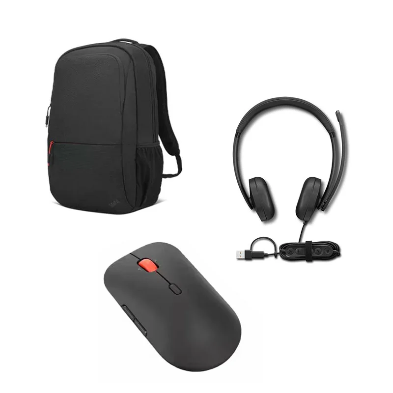 Раница за лаптоп Lenovo Thinkpad Essential, 15.6'', черна, в комплект с Слушалки VoIP 5000, Microsoft Teams и Мишка Pro Plus 6050 Eclips, безжична