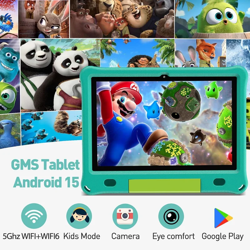 Таблет Pritom E10 Kids, 10.1'', IPS WXGA, 32 GB, 3 GB RAM, Android 15, задна камера 8 MP, син