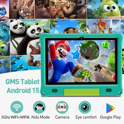 Таблет Pritom E10 Kids, 10.1'', IPS WXGA, 32 GB, 3 GB RAM, Android 15, задна камера 8 MP, син