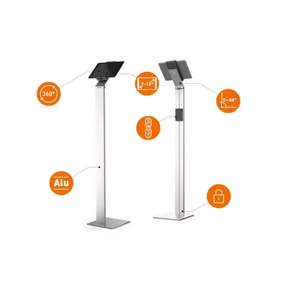 Stand for tablet Durable Floor, for floor, minimum diagonal 7 inch, maximum weight 1 kg, silver