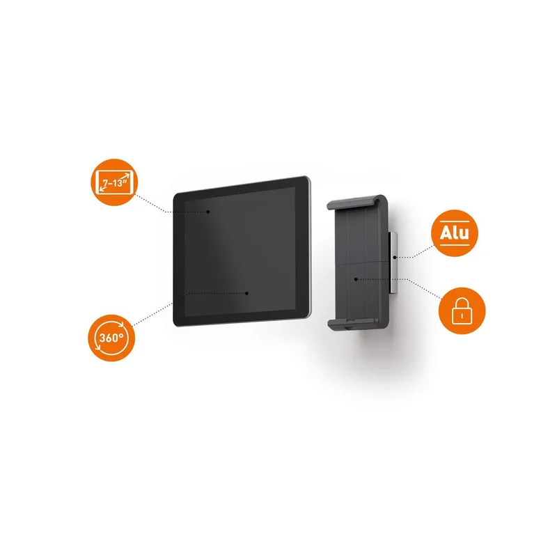 Stand for tablet Durable Wall, for wall, minimum diagonal 7 inch, maximum weight 1 kg, silver