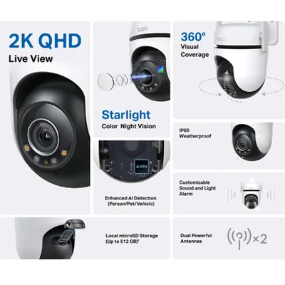 Охранителна камера Tp-Link Tapo C520WS, Pan/Tilt, 4MP, 3.2 mm, Wi-Fi, IP66