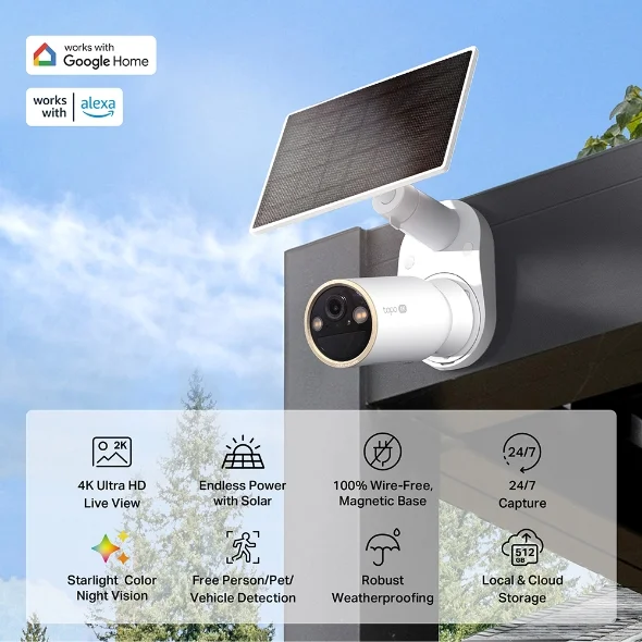 Охранителна камера Tp-Link Tapo C460 Kit, 8MP, 3.17 mm, Wi-Fi, със соларен панел