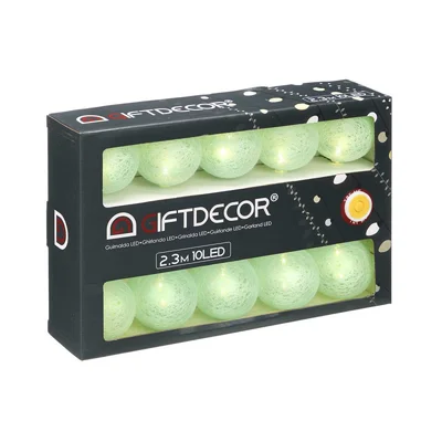 Гирлянд Giftdecor, с 10 LED топки, за външна употреба, мента