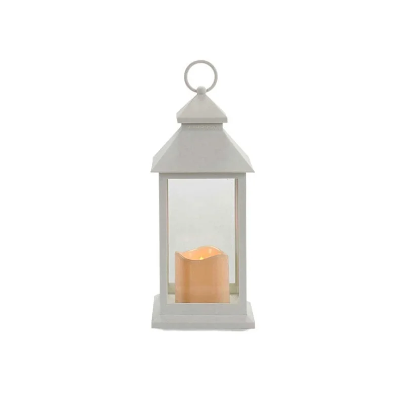 Фенер Giftdecor, голям, пластмасов, LED, бял