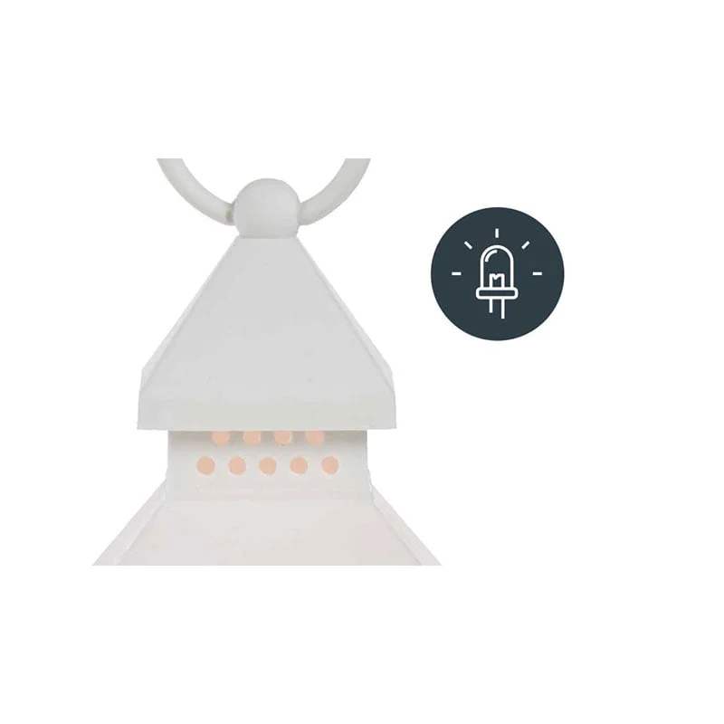 Фенер Giftdecor, малък, пластмасов, LED, бял
