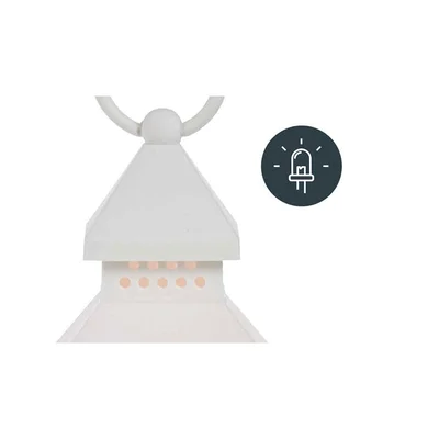 Фенер Giftdecor, малък, пластмасов, LED, бял