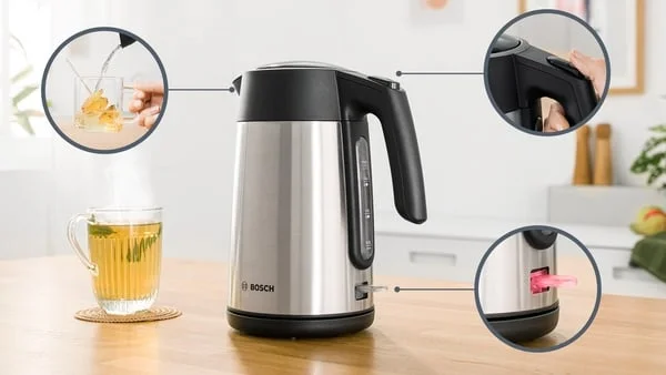 Електрическа кана за вода Bosch TWK7L460, 1.7 L, 2400 W, сребриста