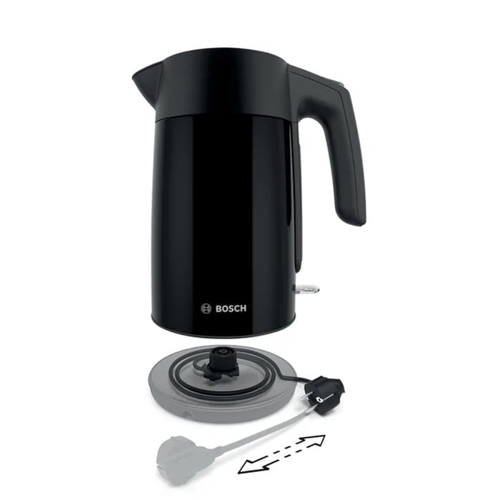 Електрическа кана за вода Bosch TWK7L463, 1.7 L, 2400 W, черна