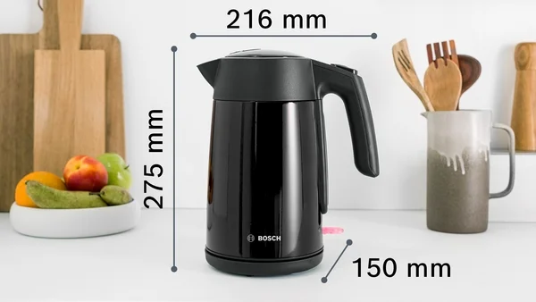 Електрическа кана за вода Bosch TWK7L463, 1.7 L, 2400 W, черна