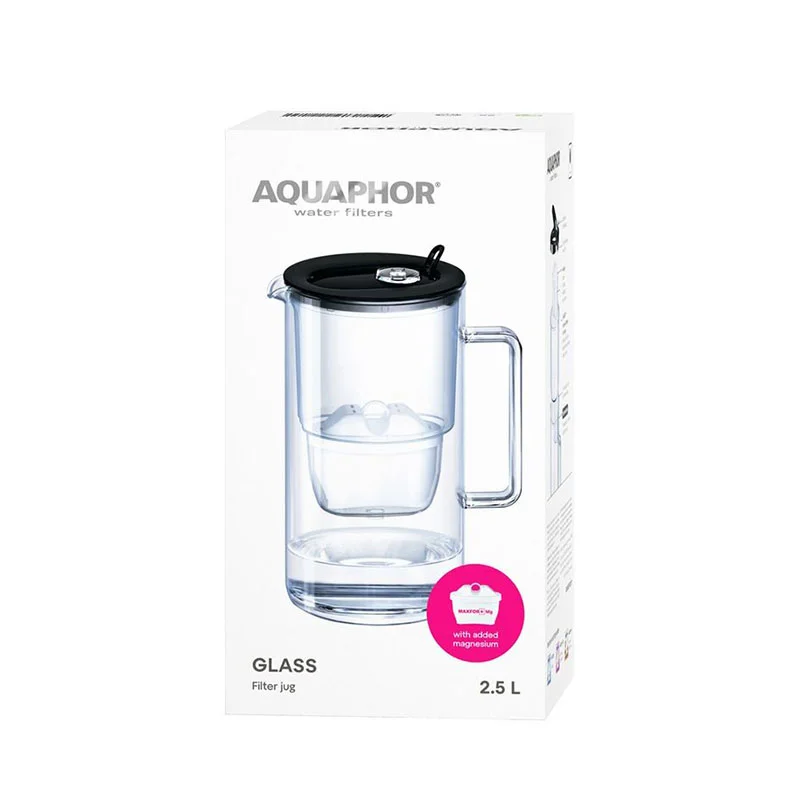 Aquaphor Glass filtering jug, glass, 2.5 L, black