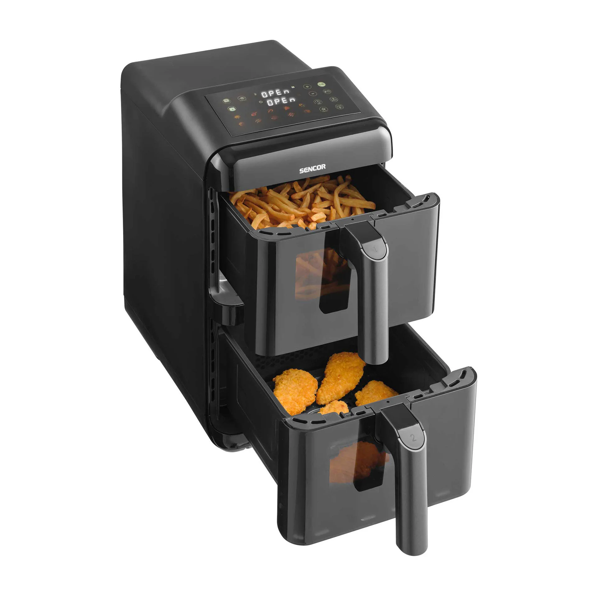 Уред за здравословно готвене Sencor Air Fryer SFR 1250BK, 2 х 5.8 L, 3000 W, черен