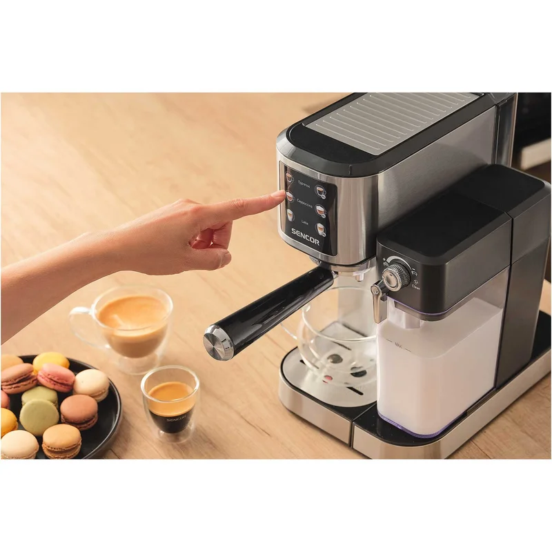 Coffee machine Sencor SES 4910SS, 20 bar, 1350 W, with container for milk
