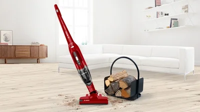 Vacuum cleaner Bosch BBHF214R, Series 2, stick, cordless, red