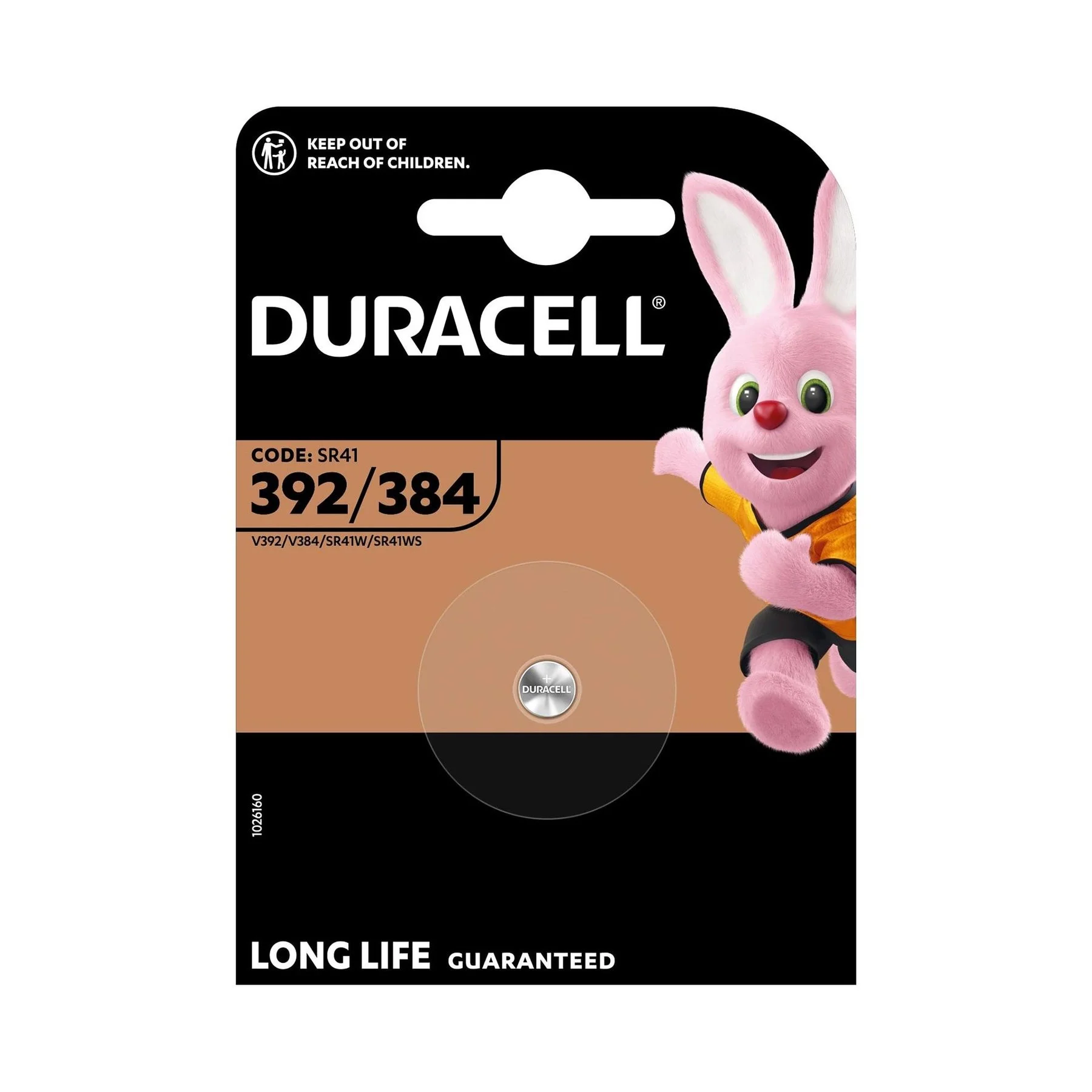 Battery Duracell SR41W, button cell, 1.5 V