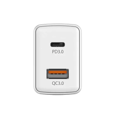 Charger Genius PD-20AC, USB Type-C + USB Type-A, 20 W, white