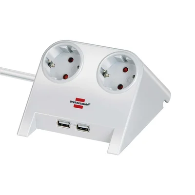 Power strip Brennenstuhl Desktop-Power, 2 sockets, 2 x USB, 1.8 m cable, white