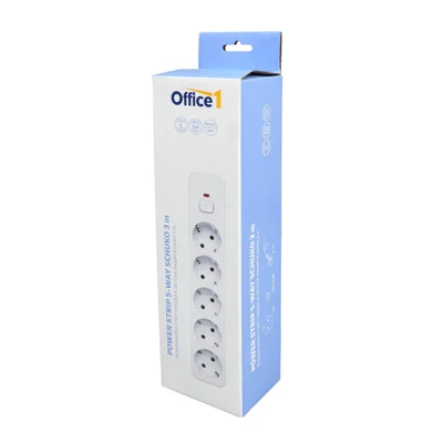 Разклонител Office 1, шуко, 5 гнезда, 3 m кабел, с ключ, бял