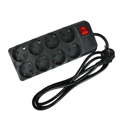 Power strip Office 1, Schuko, 8 sockets, 1.8 m cable, with switch, black