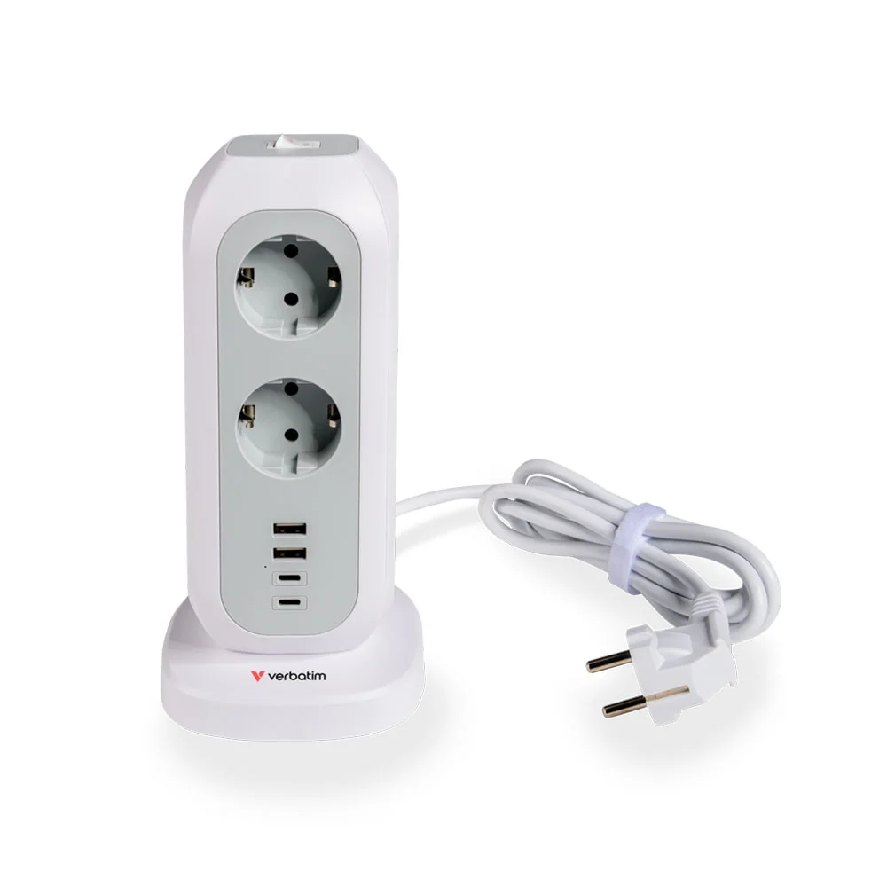 Разклонител Verbatim EUPT-01, Power Tower, вертикален, 11 гнезда, USB