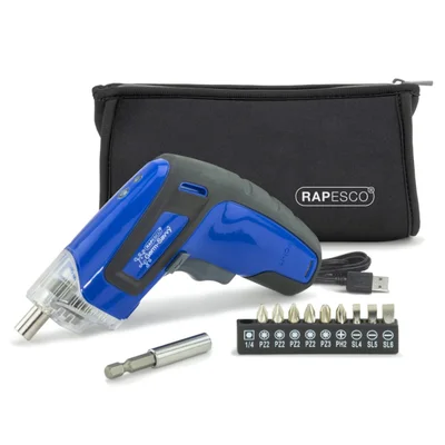 Cordless screwdriver Rapesco - Screwdriver Germ-Savvy, 3.6 V, blue