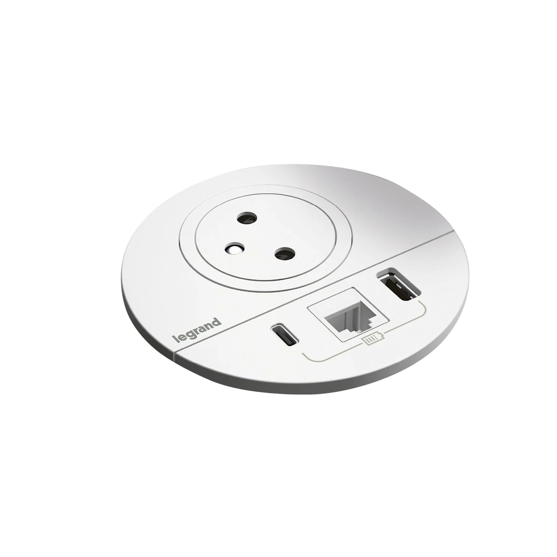 Module for recessed Legrand Incara Disq 80, with USB, 1 socket, black