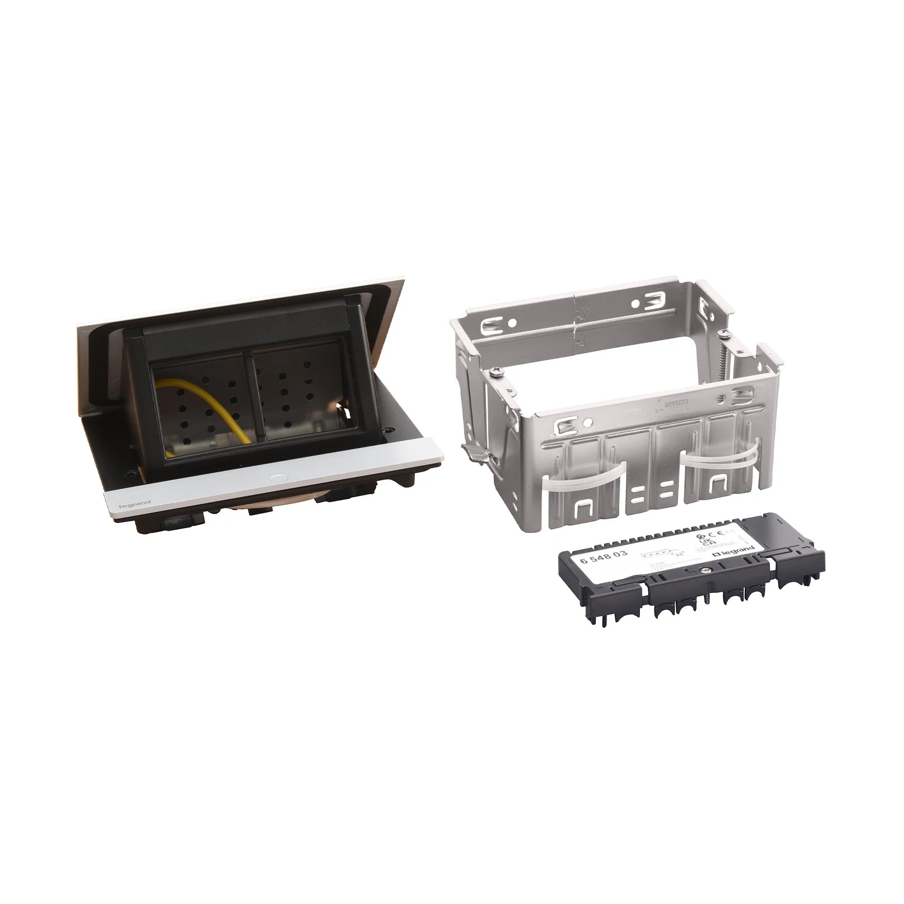 Furniture box Legrand Incara Pop-up, with 4 modules, color aluminum