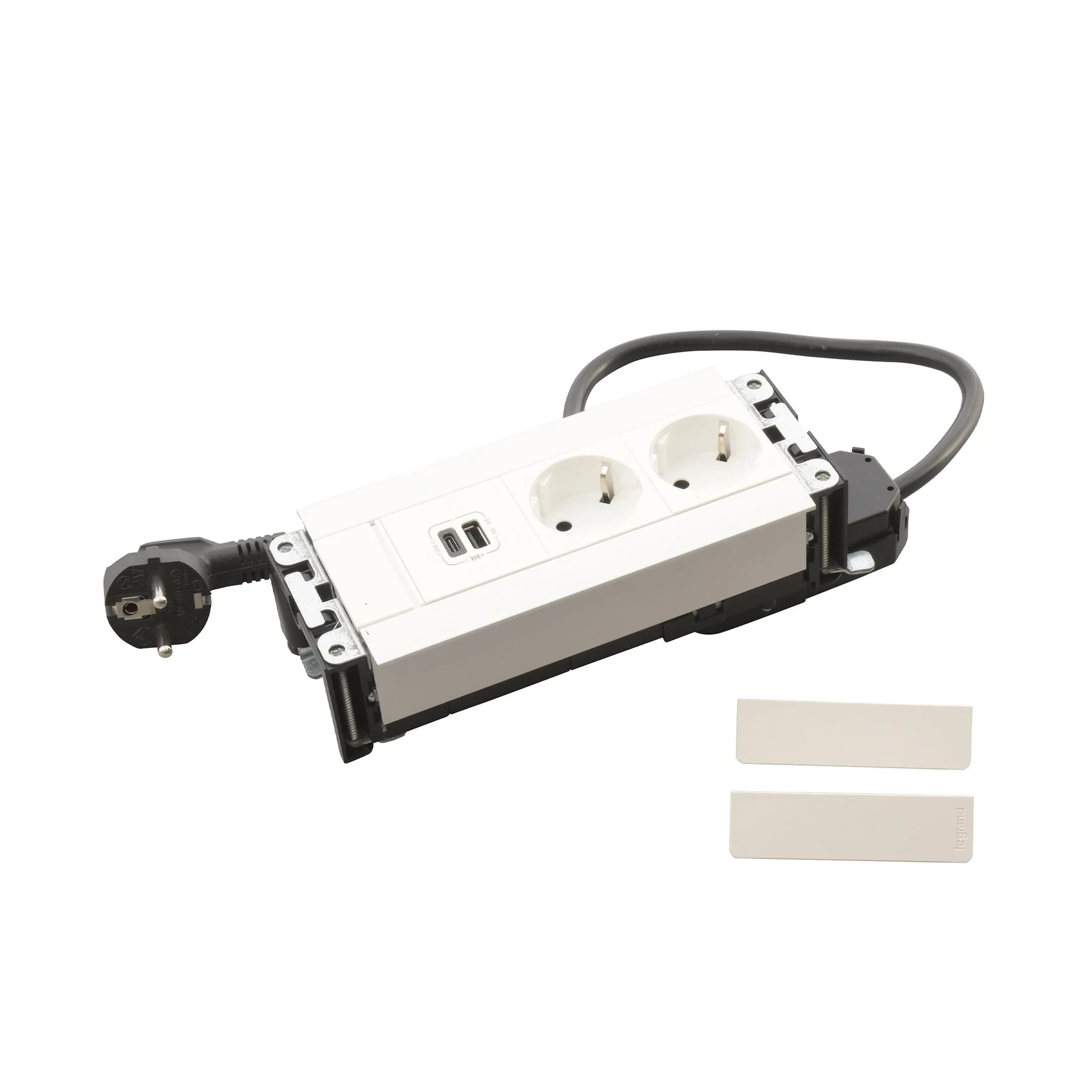 Furniture box Legrand Incara, with 6 modules, 2x2P+E, USB A+C, 15 W, white