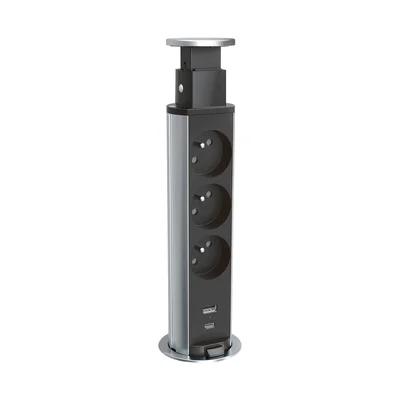 Furniture column Legrand Incara Tower 60, 3x2P+E, with USB, black