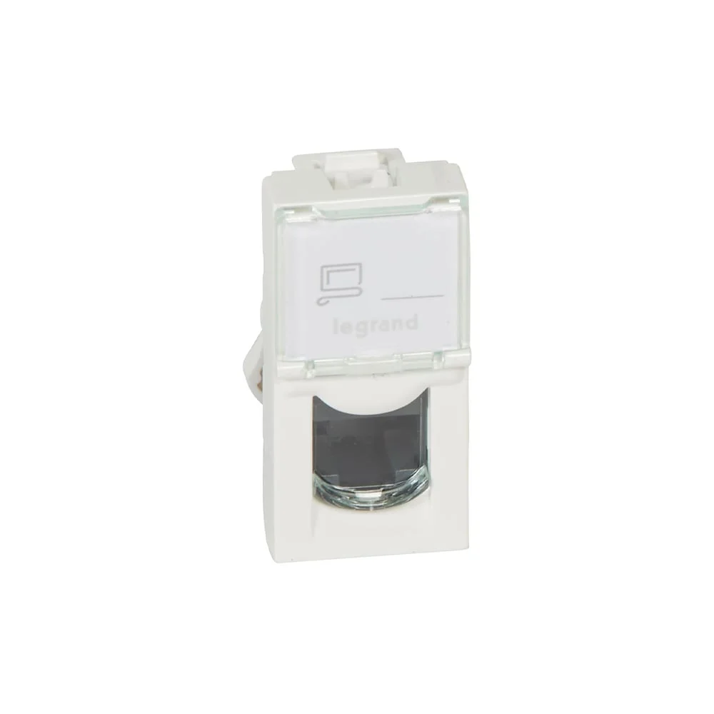 Socket Legrand Mosaic, RJ45, FTP Cat 6, with 1 module, white