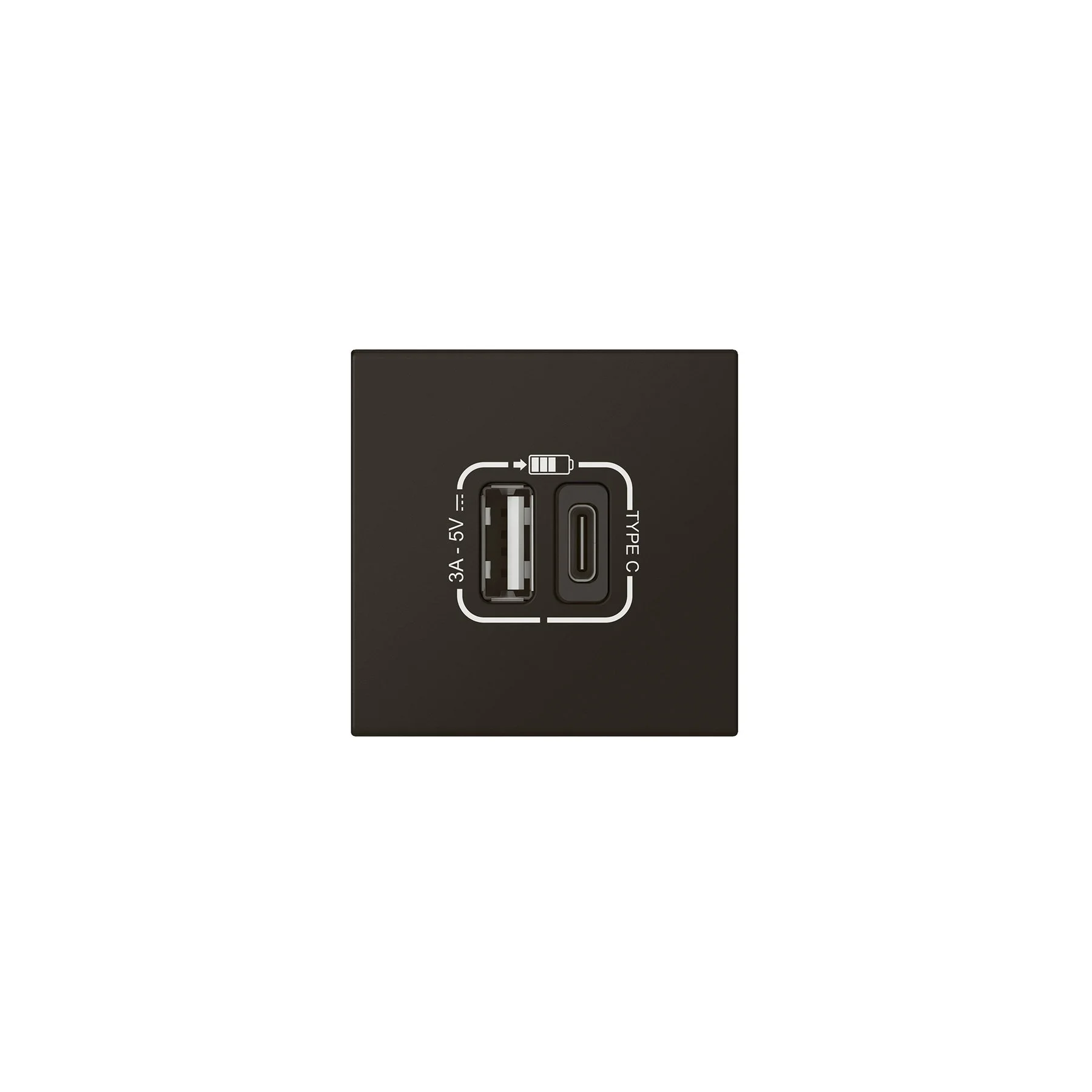 Socket Legrand Mosaic, USB Type-A+C, with 2 modules, black