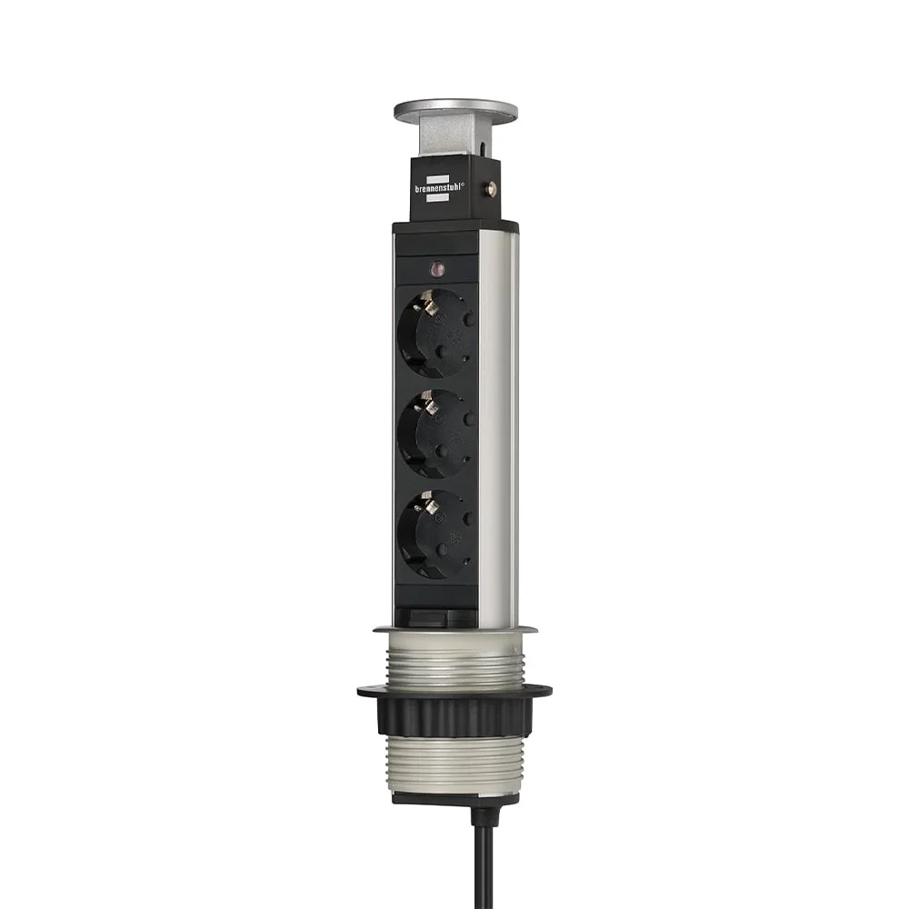 Power strip for installation Brennenstuhl, 3 sockets, black