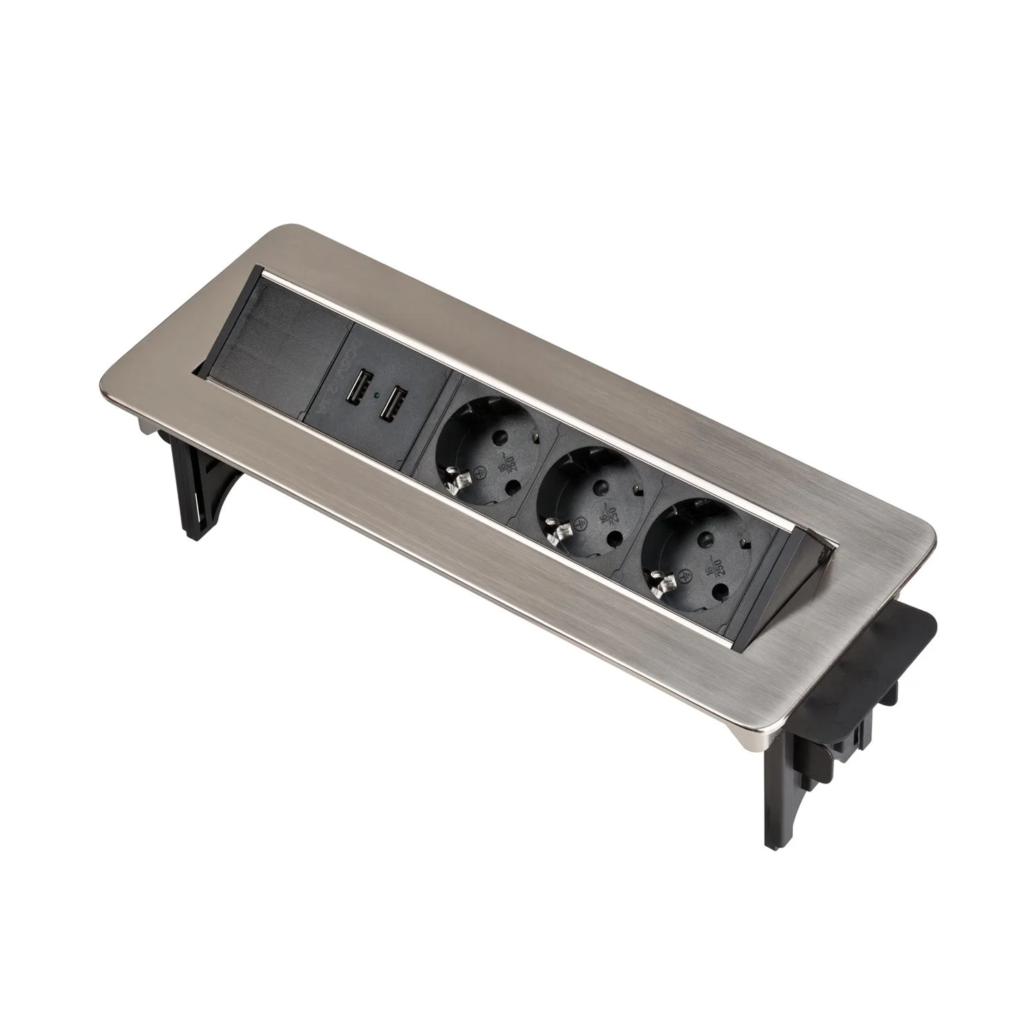Подова кутия Brennenstuhl, 3 гнезда, 2 x USB Type-A, черна