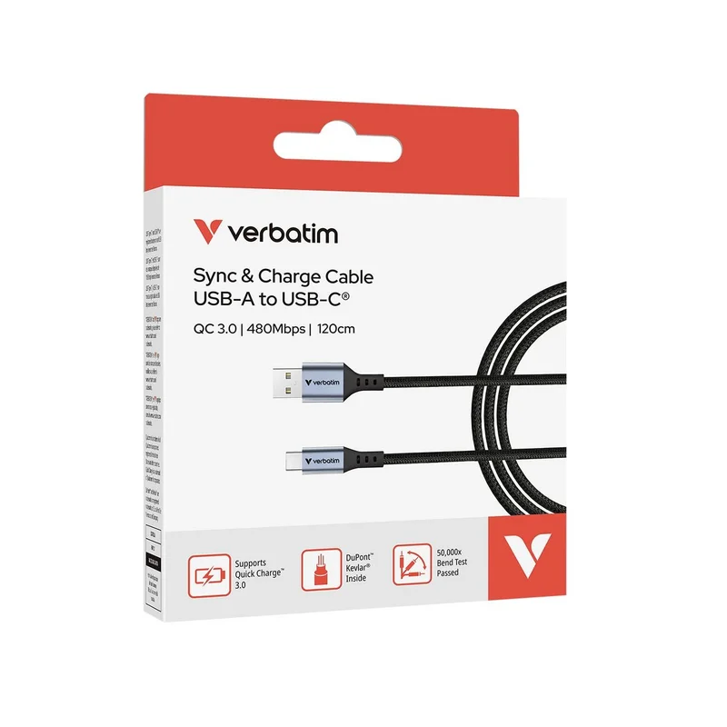 Cable Verbatim Sync & Charge, USB Type-A to USB Type-C, 18 W, 120 cm