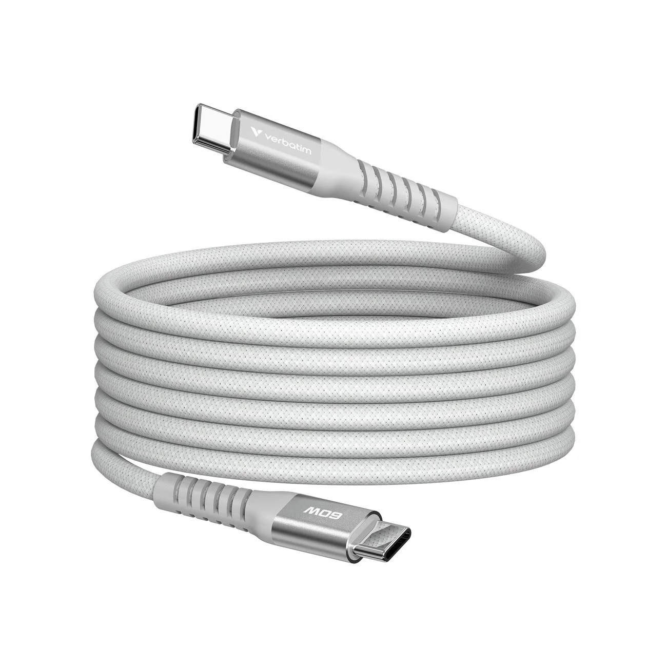 Кабел Verbatim Sync & Charge, магнитен, USB Type-C към USB Type-C, 60 W, 120 cm, сив