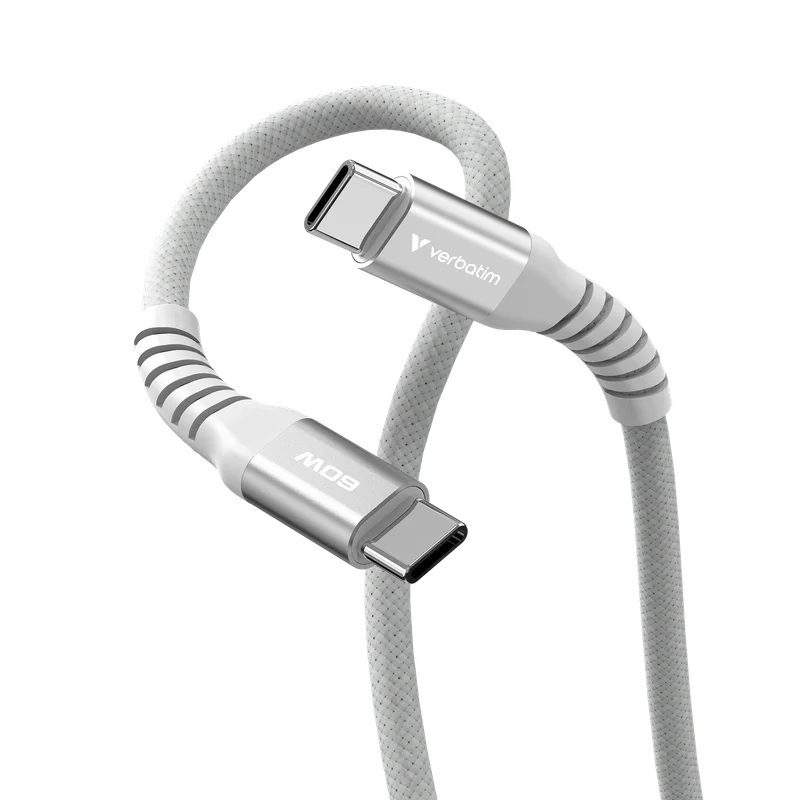 Кабел Verbatim Sync & Charge, магнитен, USB Type-C към USB Type-C, 60 W, 120 cm, сив