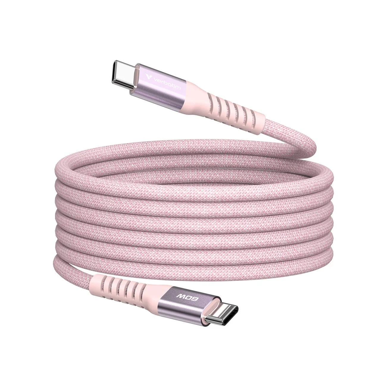 Кабел Verbatim Sync & Charge, магнитен, USB Type-C към USB Type-C, 60 W, 120 cm, розов