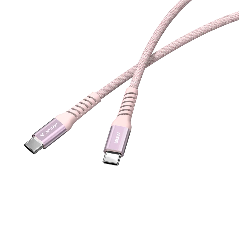 Кабел Verbatim Sync & Charge, магнитен, USB Type-C към USB Type-C, 60 W, 120 cm, розов