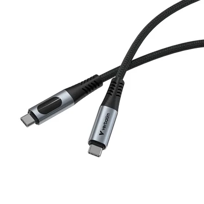 Кабел Verbatim Sync&Charge, магнитен, с дисплей, USB Type-C към USB Type-C, 240 W, 120 cm