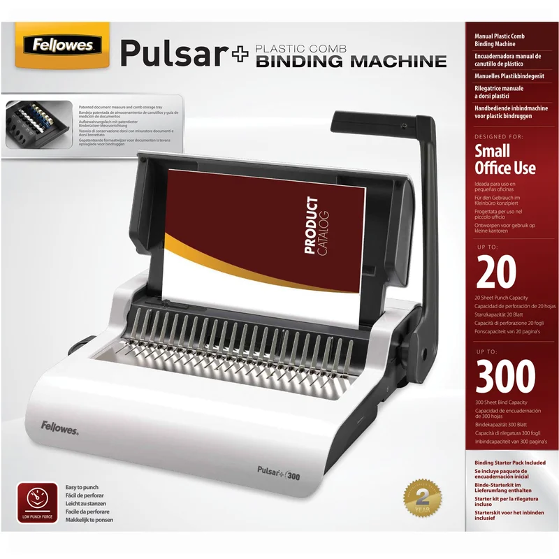 Binding machine Fellowes Pulsar, manual, with plastic spiral, A4, up to 300 sheets