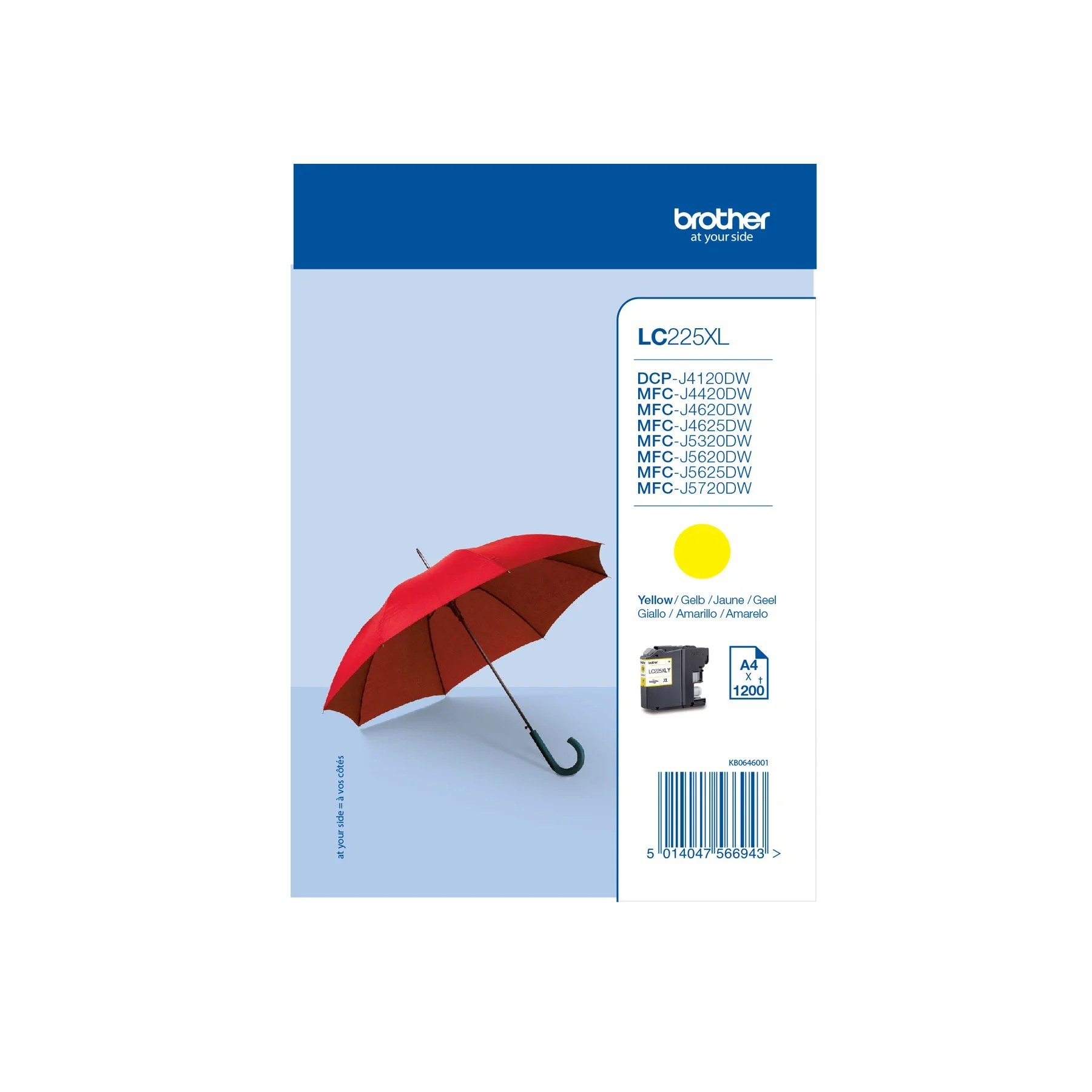 Brother Cartridge LC225XL Yellow, 1200 pages/5%