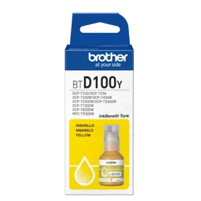 Оригинално мастило за принтер Brother BT-D100Y, 5000 страници/5%, Yellow