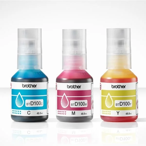 Original ink bottle Brother BT-D100CLVAL, 5000 pages at 5% coverage, Cyan Magenta Yellow